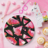 Waterverf Watermeloen 2 Papieren Bordje (Feest)