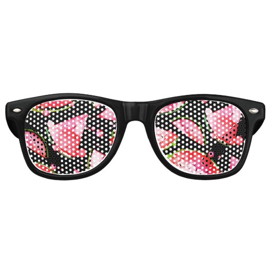 Waterverf Watermeloen 2 Retro Zonnebril (Voorkant)