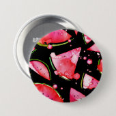 Waterverf Watermeloen 2 Ronde Button 7,6 Cm (Voorkant /achterkant)