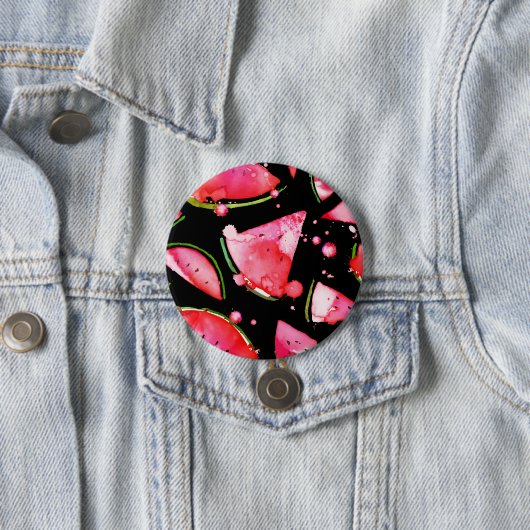 Waterverf Watermeloen 2 Ronde Button 7,6 Cm (In situ)