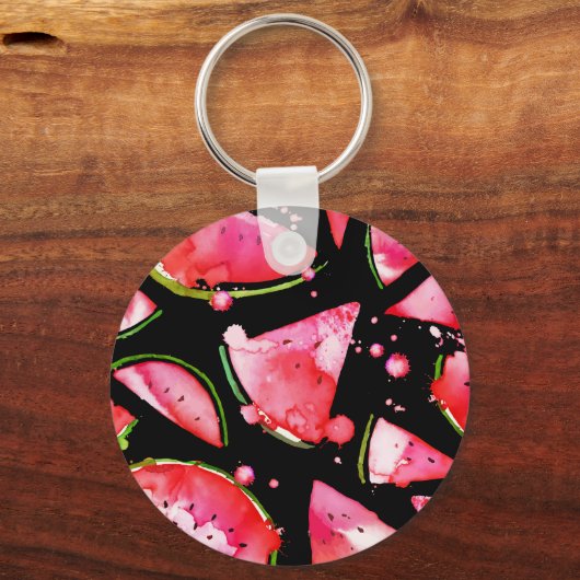 Waterverf Watermeloen 2 Sleutelhanger (Voorkant)