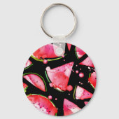 Waterverf Watermeloen 2 Sleutelhanger (Voorkant)