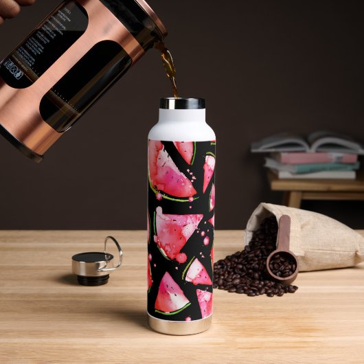 Waterverf Watermeloen 2 Waterfles (Koffie)