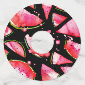 Waterverf Watermeloen 2 Wijnglaslabel (Voorkant)