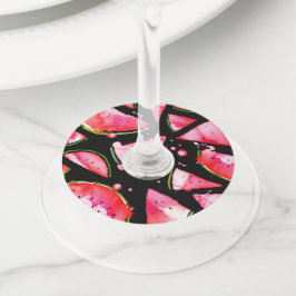 Waterverf Watermeloen 2 Wijnglaslabel