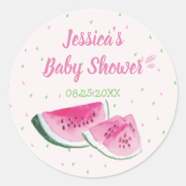 Waterverf Watermeloen Baby shower Ronde Sticker