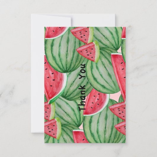 Waterverf Watermeloen Bedankt Notitiekaartje (Voorkant)