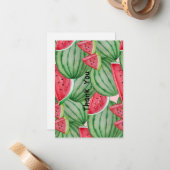 Waterverf Watermeloen Bedankt Notitiekaartje (Voorkant / Achterkant in situ)