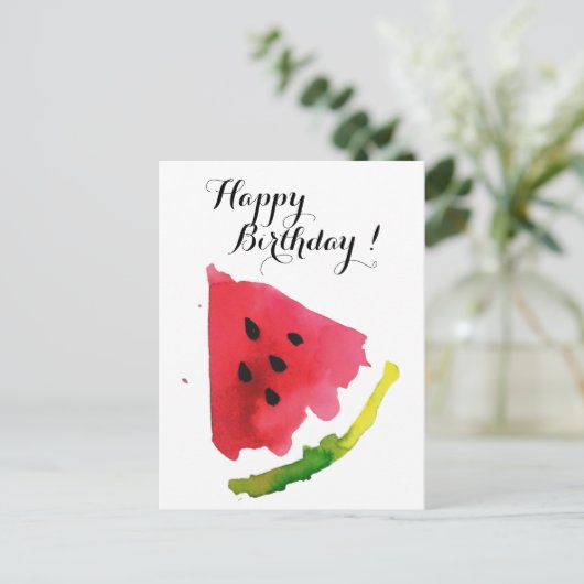 Waterverf Watermeloen Briefkaart (Staand voorkant)