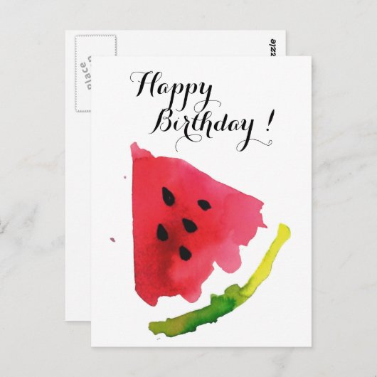 Waterverf Watermeloen Briefkaart (Voorkant / Achterkant)