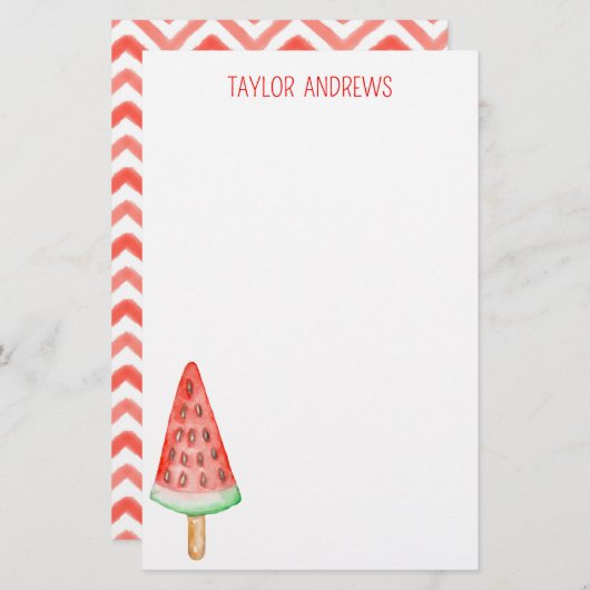 Waterverf Watermeloen Briefpapier (Voorkant / Achterkant)