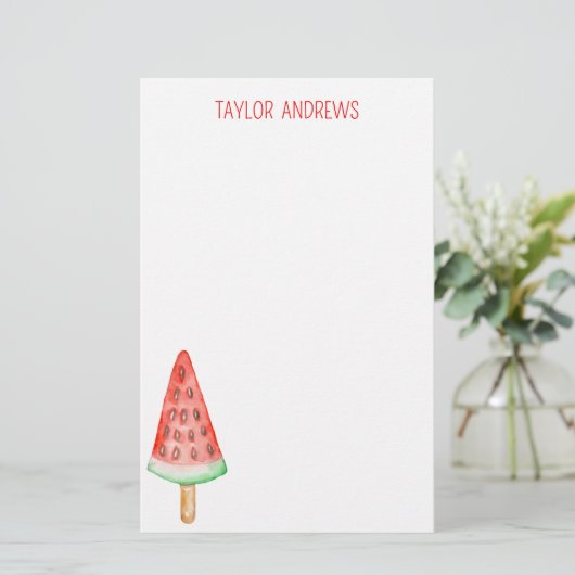 Waterverf Watermeloen Briefpapier (Staand voorkant)