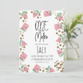 Waterverf Watermeloen Confetti Glitter Trim Kaart (Staand voorkant)