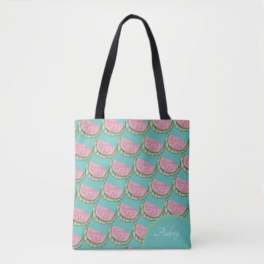 Waterverf Watermeloen Doodles Geschilderd Patroon Tote Bag (Voorkant)