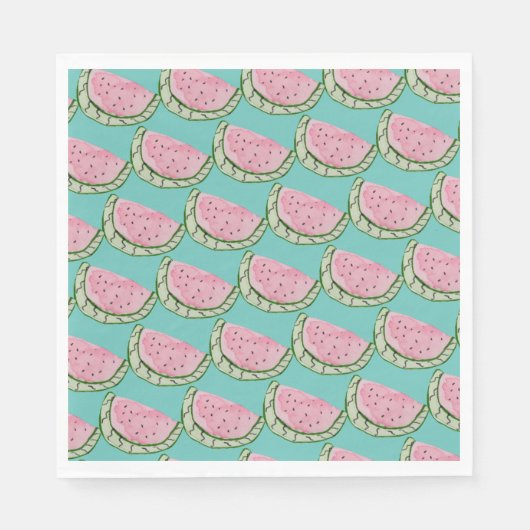 Waterverf Watermeloen Doodles Patterned Na Servet (Voorkant)