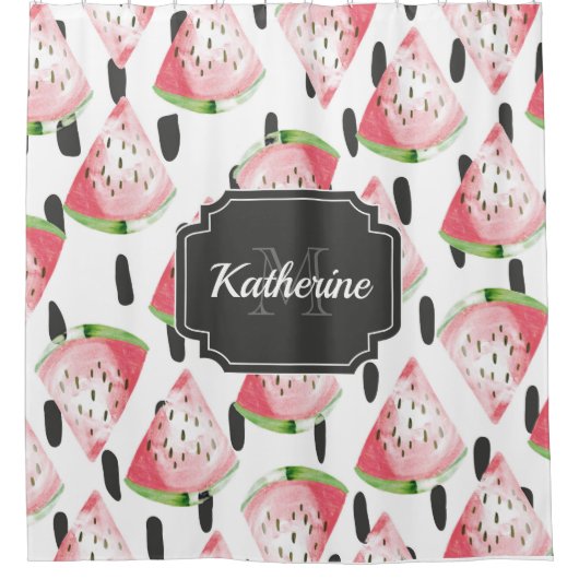 Waterverf Watermeloen Douchegordijn (Voorkant)