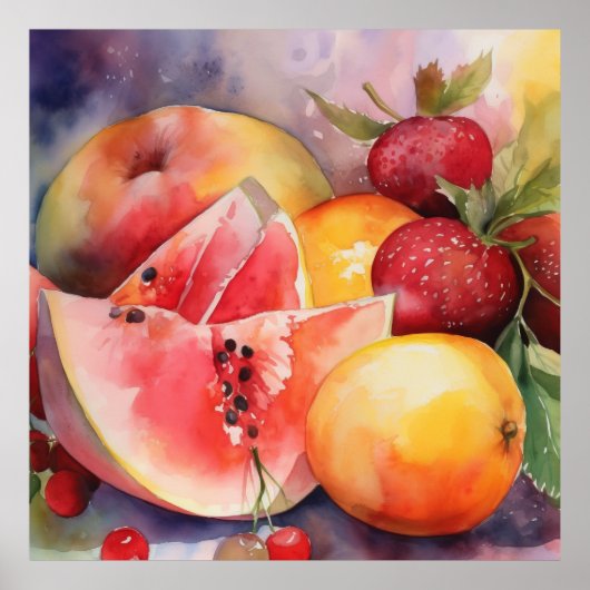 WATERVERF WATERMELOEN FOTOPRINT POSTER (Voorkant)