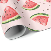 Waterverf Watermeloen Fruitpatroon Cadeaupapier (Rol Hoek)