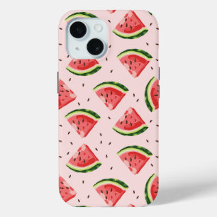 Waterverf Watermeloen Fruitpatroon iPhone 15 Case