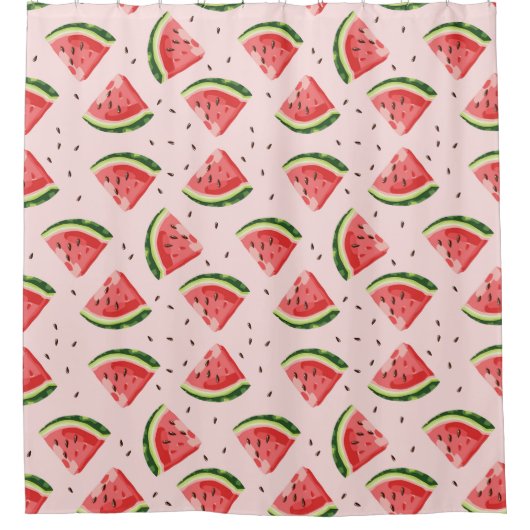 Waterverf Watermeloen Fruitpatroon Douchegordijn (Voorkant)