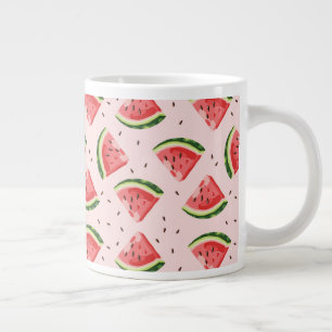 Waterverf Watermeloen Fruitpatroon Grote Koffiekop