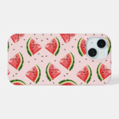Waterverf Watermeloen Fruitpatroon iPhone 15 Case (Achterkant horizontaal)