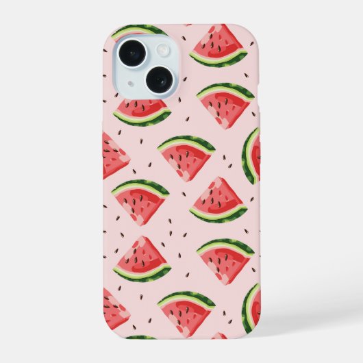 Waterverf Watermeloen Fruitpatroon iPhone 15 Case (Achterkant)