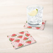 Waterverf Watermeloen Fruitpatroon Kartonnen Onderzetters (Insitu)