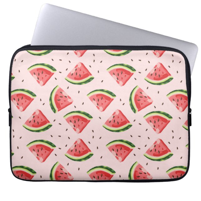 Waterverf Watermeloen Fruitpatroon Laptop Sleeve (Voorkant)