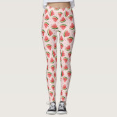 Waterverf Watermeloen Fruitpatroon Leggings (Voorkant)