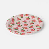 Waterverf Watermeloen Fruitpatroon Papieren Bordje (Gekanteld)