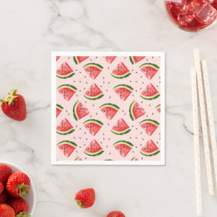 Waterverf Watermeloen Fruitpatroon Servet