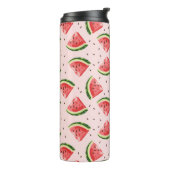 Waterverf Watermeloen Fruitpatroon Thermosbeker (Gedraaid links)