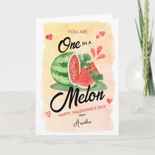 Waterverf Watermeloen Hart Valentijnsdag Gevouwen Feestdagen Kaart (Voorkant)