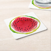 Waterverf Watermeloen Kartonnen Onderzetters (Schuin)