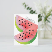 Waterverf Watermeloen Paar Summer Birthday Briefkaart (Staand voorkant)