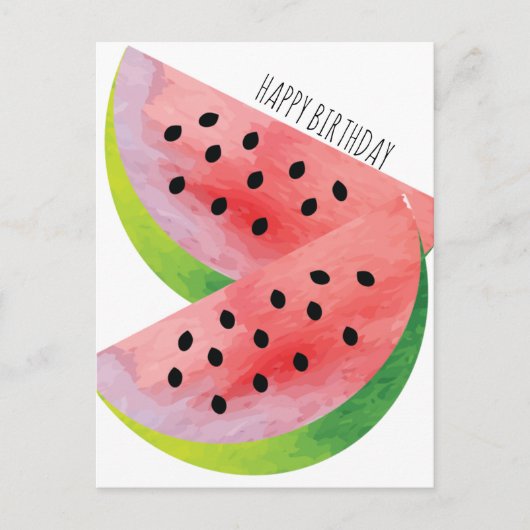 Waterverf Watermeloen Paar Summer Birthday Briefkaart (Voorkant)