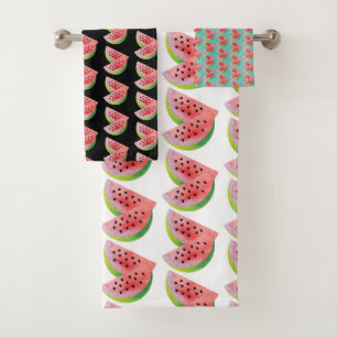 Waterverf Watermeloen Paar Zomer Teal Patroon Bad Handdoek
