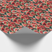 Waterverf Watermeloen Plakken Patroon Groen Rood Cadeaupapier (Hoek)