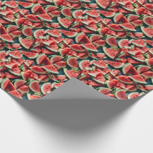 Waterverf Watermeloen Plakken Patroon Groen Rood Cadeaupapier (Hoek)