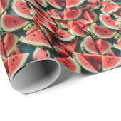 Waterverf Watermeloen Plakken Patroon Groen Rood Cadeaupapier (Rol Hoek)