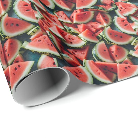 Waterverf Watermeloen Plakken Patroon Groen Rood Cadeaupapier (Rol Hoek)