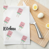 Waterverf Watermeloen Pop Modern Kitchen Theedoek (Quarter Fold)