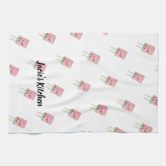 Waterverf Watermeloen Pop Modern Kitchen Theedoek (Horizontaal)