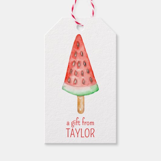 Waterverf Watermeloen Popsifiele Gift Labels Cadeaulabel (Voorkant)