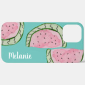 Waterverf Watermeloen Roze Blauwgroen Monogrammen Case-Mate iPhone Case (Achterkant (horizontaal))