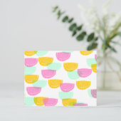 Waterverf Watermeloen Roze Groen Geel Patroon Briefkaart (Staand voorkant)