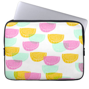 Waterverf Watermeloen Roze Groen Geel Patroon Laptop Sleeve