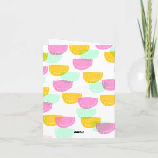 Waterverf Watermeloen Roze Groen Geel Patroon Notitiekaartje (Achterkant)