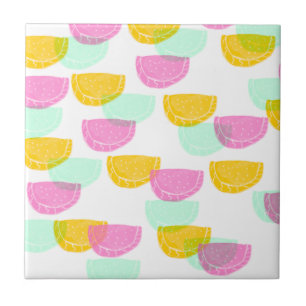 Waterverf Watermeloen Roze Groen Geel Patroon Tegeltje